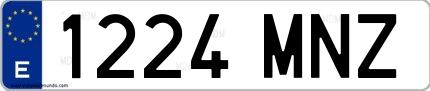 Ejemplo de matrícula española 1224 MNZ