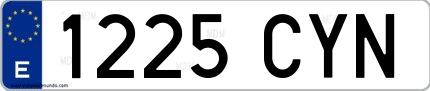 Ejemplo de matrícula española 1225 CYN