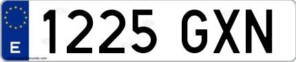 Ejemplo de matrícula española 1225 GXN