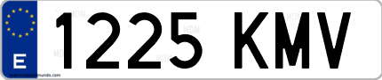 Ejemplo de matrícula de coche ordinaria 1225 KMV
