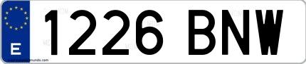 Ejemplo de matrícula española 1226 BNW