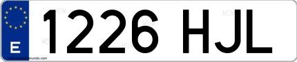 Ejemplo de matrícula española 1226 HJL