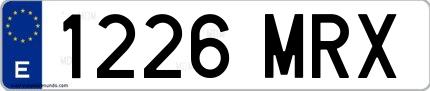 Ejemplo de matrícula española 1226 MRX