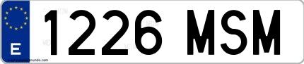 Ejemplo de matrícula española 1226 MSM