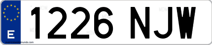 Ejemplo de matrícula de coche ordinaria 1226 NJW