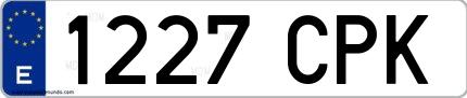 Ejemplo de matrícula española 1227 CPK