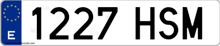 Ejemplo de matrícula de coche ordinaria 1227 HSM