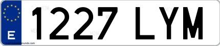 Ejemplo de matrícula española 1227 LYM
