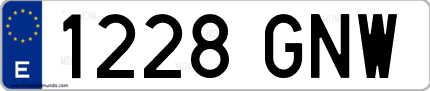 Ejemplo de matrícula de coche ordinaria 1228 GNW