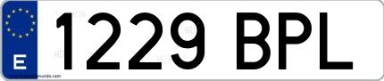 Ejemplo de matrícula española 1229 BPL