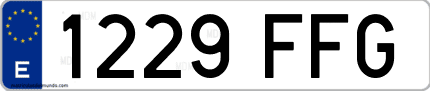 Ejemplo de matrícula de coche ordinaria 1229 FFG