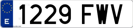 Ejemplo de matrícula de coche ordinaria 1229 FWV