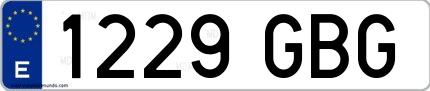Ejemplo de matrícula española 1229 GBG