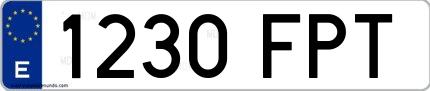 Ejemplo de matrícula española 1230 FPT