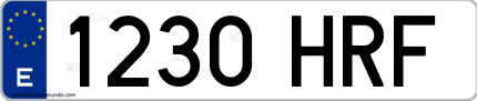 Ejemplo de matrícula de coche ordinaria 1230 HRF
