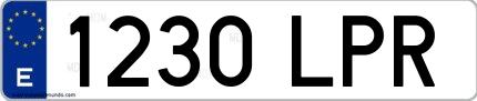Ejemplo de matrícula española 1230 LPR