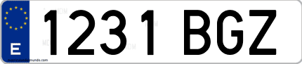 Ejemplo de matrícula de coche ordinaria 1231 BGZ