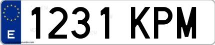 Ejemplo de matrícula española 1231 KPM