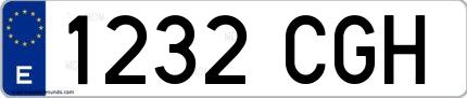 Ejemplo de matrícula española 1232 CGH