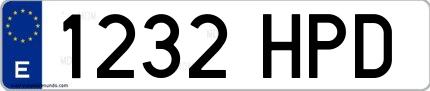 Ejemplo de matrícula española 1232 HPD