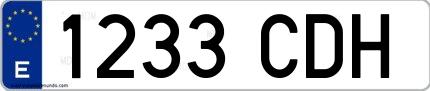Ejemplo de matrícula española 1233 CDH