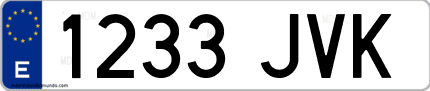 Ejemplo de matrícula de coche ordinaria 1233 JVK