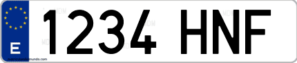 Ejemplo de matrícula de coche ordinaria 1234 HNF