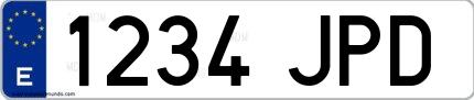 Ejemplo de matrícula de coche ordinaria 1234 JPD