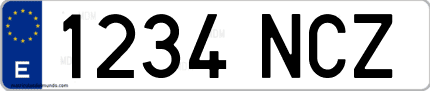 Ejemplo de matrícula de coche ordinaria 1234 NCZ