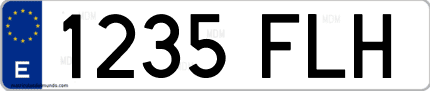 Ejemplo de matrícula de coche ordinaria 1235 FLH