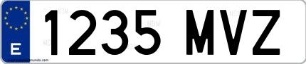 Ejemplo de matrícula española 1235 MVZ
