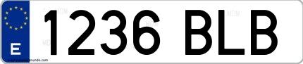 Ejemplo de matrícula de coche ordinaria 1236 BLB