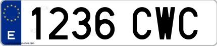 Ejemplo de matrícula española 1236 CWC