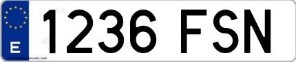 Ejemplo de matrícula española 1236 FSN