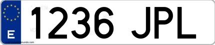 Ejemplo de matrícula española 1236 JPL