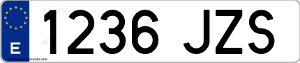 Ejemplo de matrícula de coche ordinaria 1236 JZS