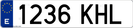 Ejemplo de matrícula de coche ordinaria 1236 KHL