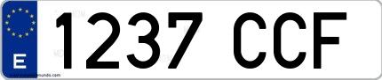 Ejemplo de matrícula española 1237 CCF