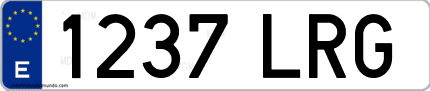 Ejemplo de matrícula de coche ordinaria 1237 LRG