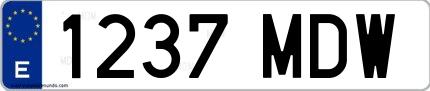 Ejemplo de matrícula española 1237 MDW