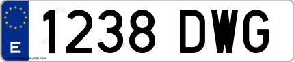 Ejemplo de matrícula de coche ordinaria 1238 DWG