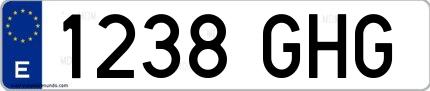 Ejemplo de matrícula española 1238 GHG