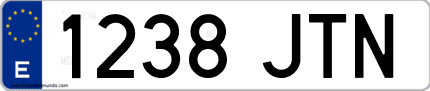 Ejemplo de matrícula de coche ordinaria 1238 JTN