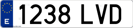 Ejemplo de matrícula de coche ordinaria 1238 LVD