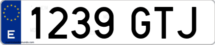 Ejemplo de matrícula de coche ordinaria 1239 GTJ
