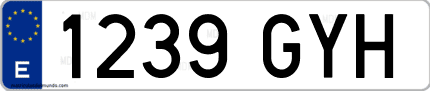 Ejemplo de matrícula de coche ordinaria 1239 GYH