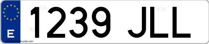 Ejemplo de matrícula española 1239 JLL