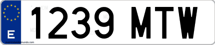 Ejemplo de matrícula de coche ordinaria 1239 MTW