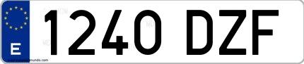 Ejemplo de matrícula española 1240 DZF