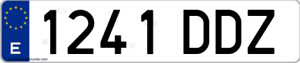 Ejemplo de matrícula de coche ordinaria 1241 DDZ
